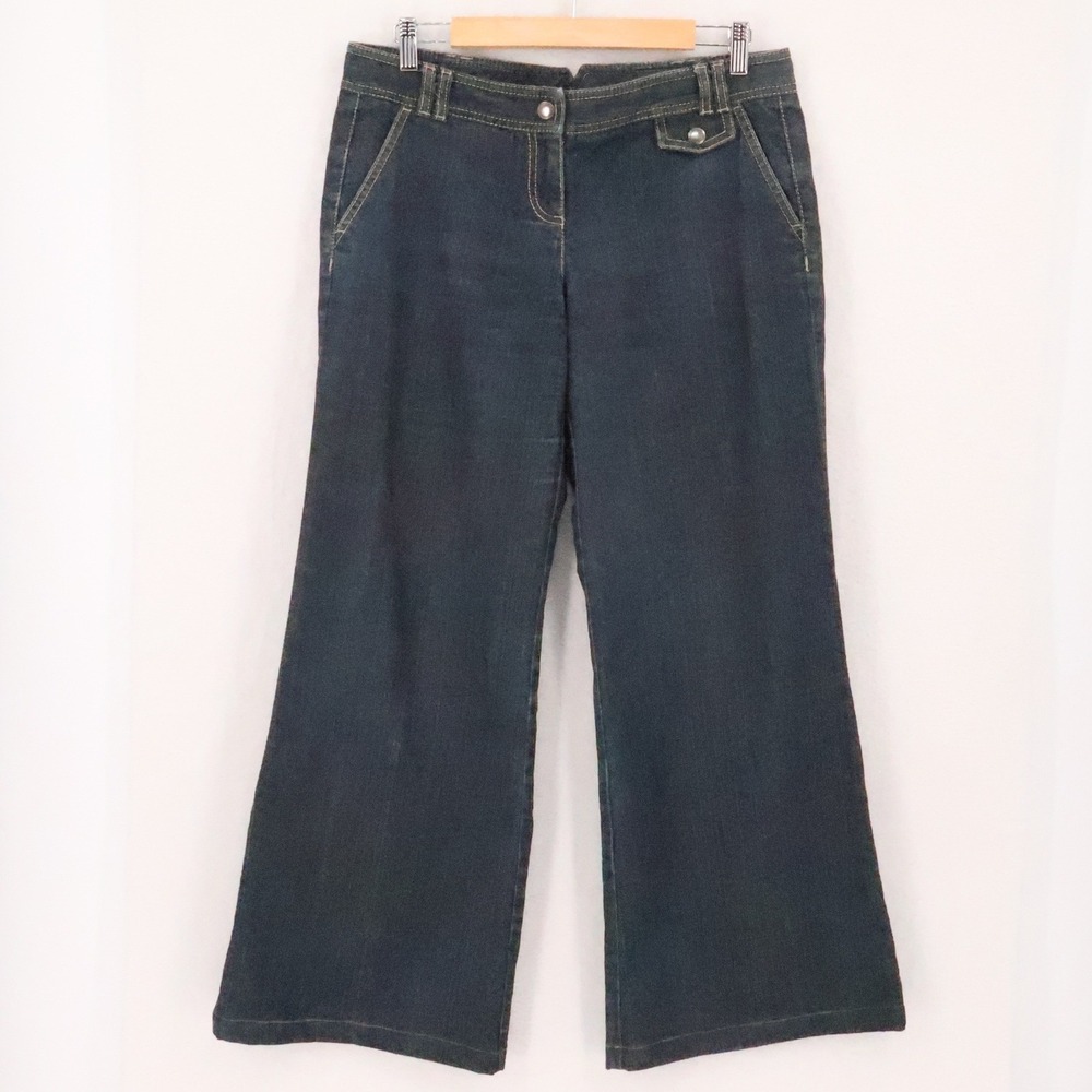 Ann Taylor Loft Wide Leg Denim Trouser Jean Womens‎ Size 8 Closet Staple Office